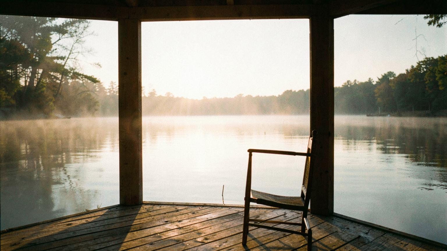 Mist lifting off the water — The porch by the lake