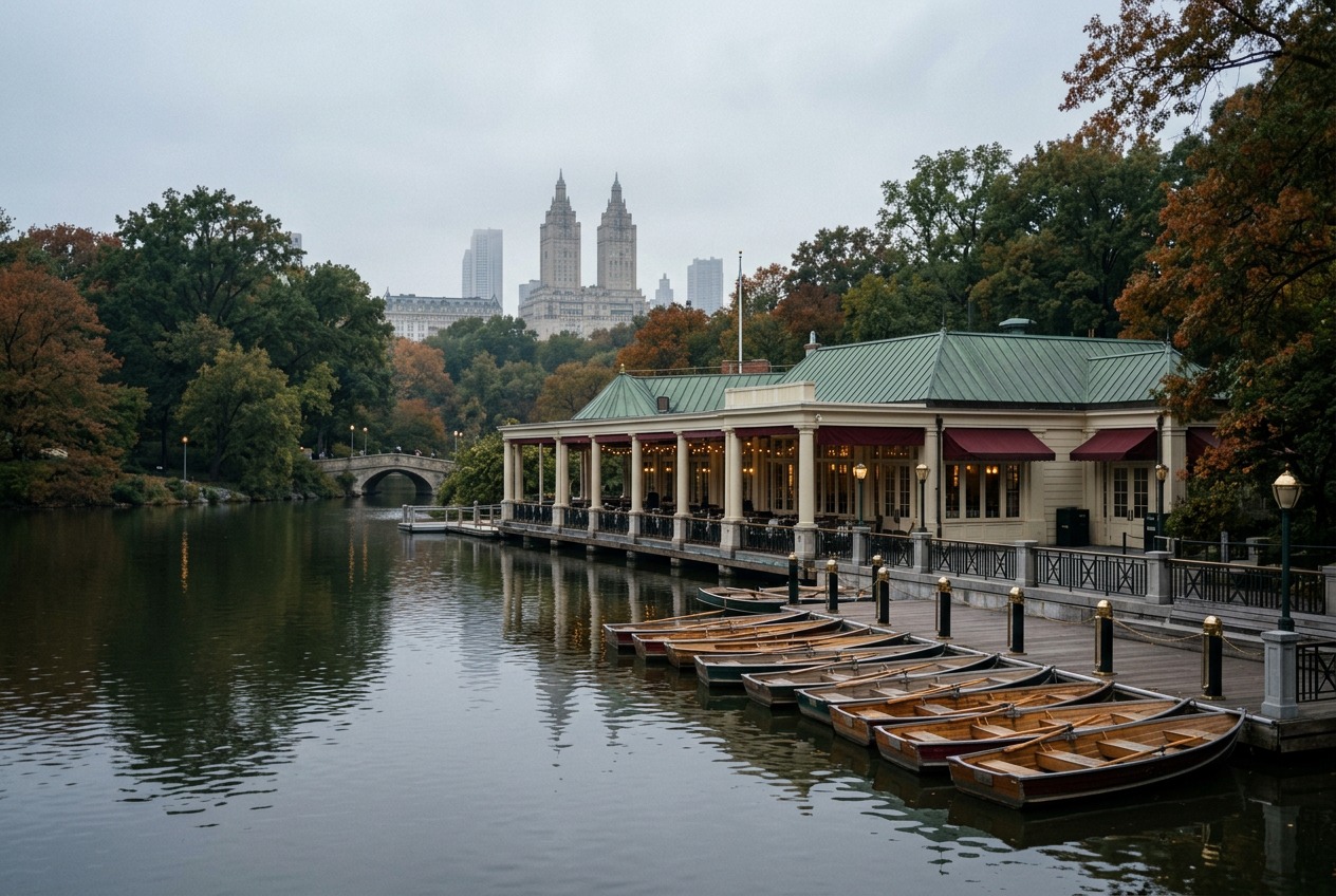 Empty boats at the dock — Central Park Lake